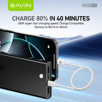 BAVIN venta al por mayor barato CB274 30cm escasez PD 60W Usb-c carga rápida C A c Datos Usb C Cable para banco de energía