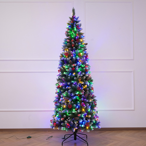 Best-Selling Pointed-Tip White Flocked PVC Pencil Christmas <b>Tree</b> <b>with</b> Berries & Pinecones, for Living Room & Mall Decoration - Product Image 3