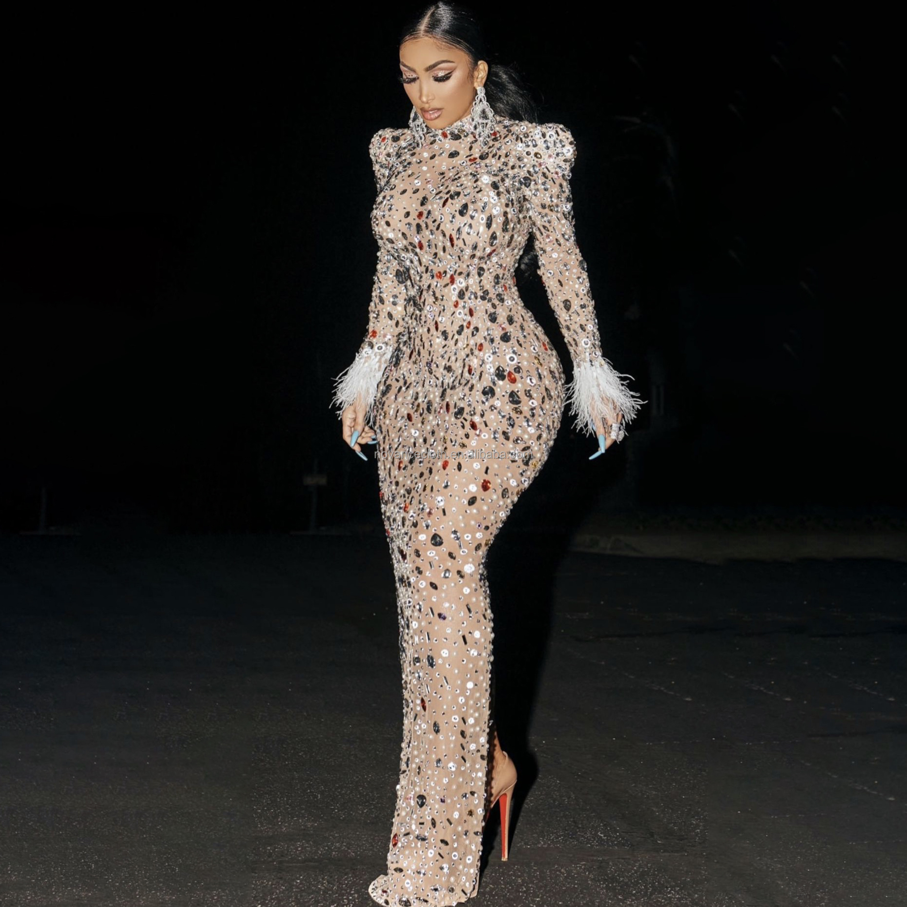 elegant rhinestone dress plus size