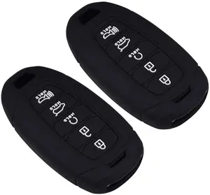 Key Fob Cover Silicone Case Remote Holder Fit For 2019 2020 2021 Hyundai Palisade Keyless Push Start 5 Button