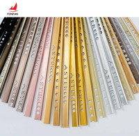 Vente en gros de bandes d'aluminium décoratives modernes Garniture d'angle en céramique dorée pour carreaux de sol intérieurs Design à bords ronds