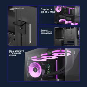 Boîtier PC Gaming XERON C33 Sea View M-ATX compact avec design à branchement arrière, panneau latéral en verre transparent sans colonne et fixation rapide du processeur - Product Image 3