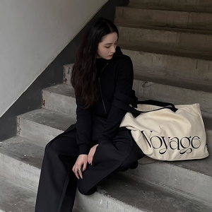 กระเป๋าผ้าใบแฟชั่นผ้าฝ้ายมีหูหิ้วพิมพ์โลโก้ตามสั่งขนาดใหญ่ - Product Image 4