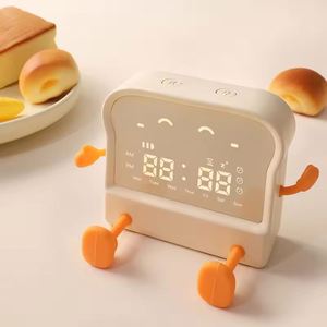 Modern Electronic <b>Digital</b> Cartoon Toast Bread Fun Alarm <b>Clock</b> Timer Mobile Phone Holder Color-Changing Night Light USB Charging - Product Image 1