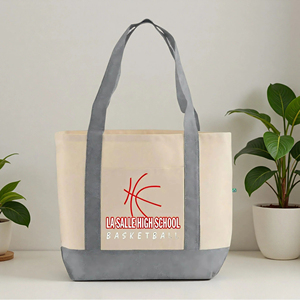 Sac fourre-tout bicolore en toile à grande capacité, écologique, personnalisé, avec poche avant et soufflet, idéal comme cadeau pour équipes de lycée - Product Image 3