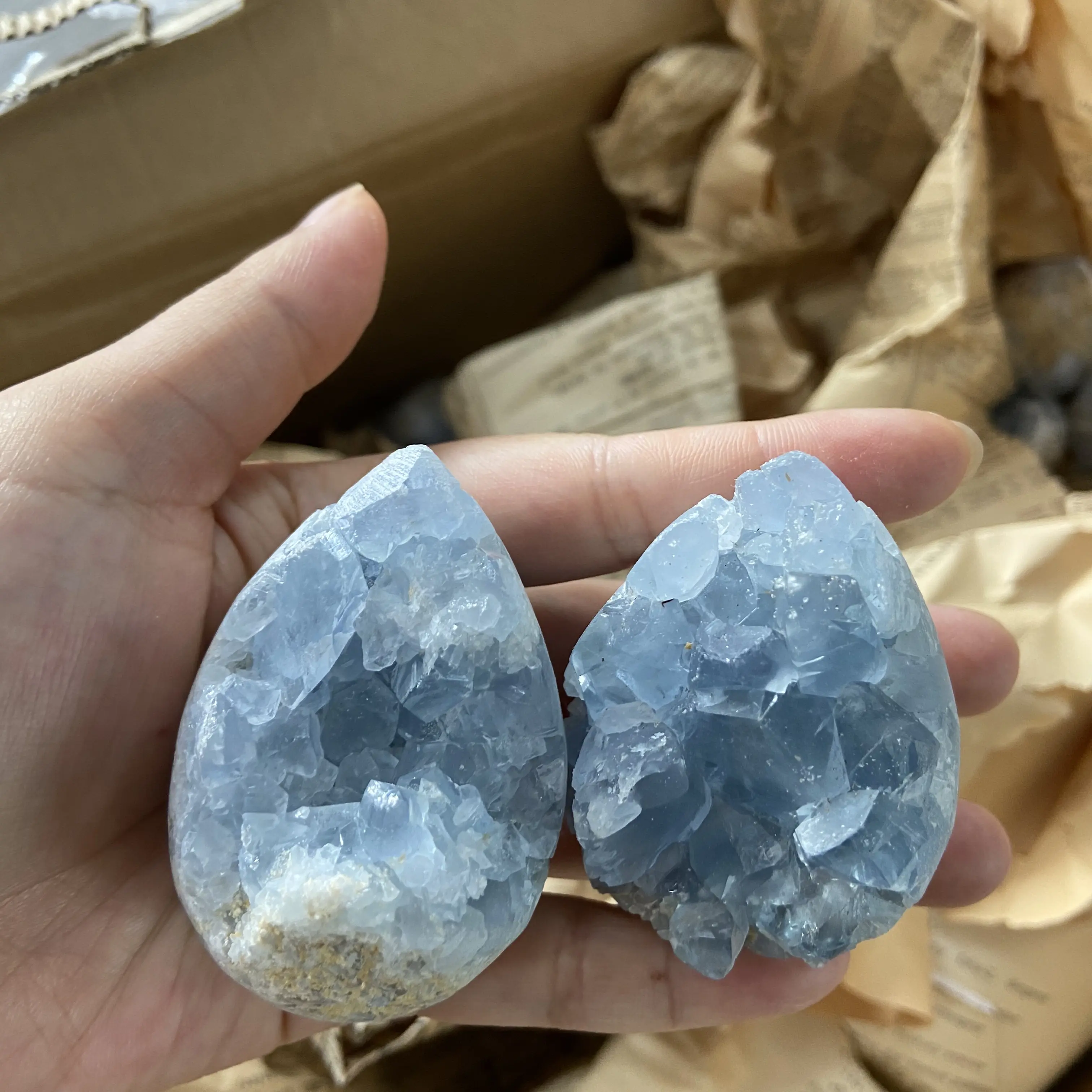 Wholesale hot sale natural crystal quartz blue celestite geode cluster for healing stones