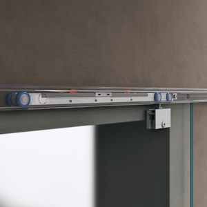 Porta Scorrevole Interna in Vetro Temperato Satinato 90x215 cm con Binario in Alluminio |   Distanziatore di Chiusura Ammortizzato 25 Mm-Amalfi14 - Product Image 4