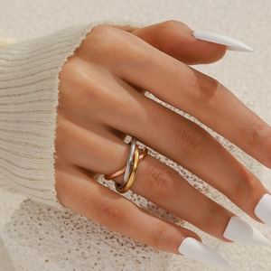 European and American cross-border minimalist style three-color three-<b>ring</b> <b>ring</b>, simple, fashionable, versatile, couple style, - Product Image 2