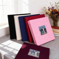 Nouveaux albums photo en tissu de lin de 16 pouces, autocollants, à feuilles mobiles, pour billets de cinéma, journaux, souvenirs de mariage