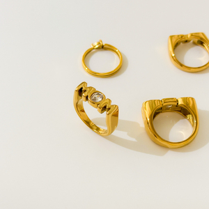 G4792 Anillos de Acero Inoxidable con Baño de Oro PVD de 18K y Circonita Blanca al por Mayor, Joyería de Moda para Regalo, Fiesta, Mamá, Papá, Hermana, Hermano - Product Image 5