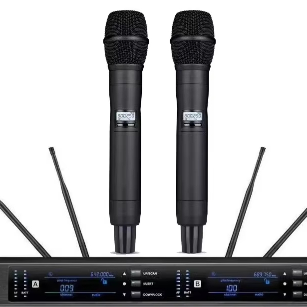 UHF True Diversity Wireless Microphone System 200CH 300M Long Range with IR Sync & LCD Display for Stage Performance