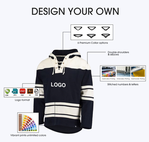 Custom Logo Oem & Odm Tackle Twill Team Fleece Gevoerde Hoodie Jersey Lange Mouwen Katoen Ijshockey Hoodie Jersey - Product Image 4