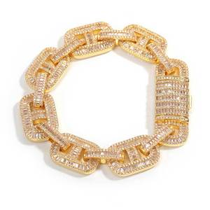 15mm Mixed Inlaid T-shaped Cubic Zirconia Pig Nose Chain High-end Hip-hop Cuban <b>Bracelet</b> Men's Accessory Custom-made - Product Image 2