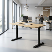 Bureau de travail électrique réglable en hauteur, poste de travail assis-debout, table moderne en bois pour espace de travail commercial