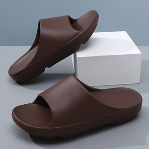 Men's Summer Outdoor Slippers Non Slip Breathable Height Increasing One Strap Sandals EVA Thick Sole <b>Beach</b> <b>Shoes</b> Black 36-45 - Product Image 3