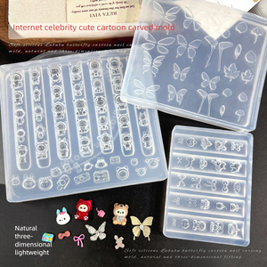 Moule à ongles en silicone papillon de dessin animé, moule 3D en relief pour la décoration des ongles DIY, pour la manucure - Product Image 1