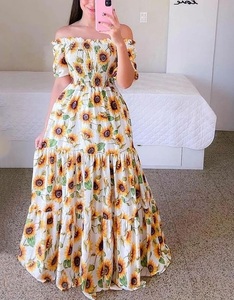 S-3XL printemps/été <span class=keywords><strong>robe</strong></span> épaules dénudées fleur fragmentée mode épaules dénudées longue <span class=keywords><strong>robe</strong></span> imprimée - Product Image 4