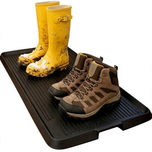 Black <strong>Rubber</strong> <strong>Boot</strong> Tray Shoe <strong>Mat</strong> Raised Edge Entry Step <strong>Mat</strong> Indoor Outdoor Easy Clean Floor Protector - Product Image 1