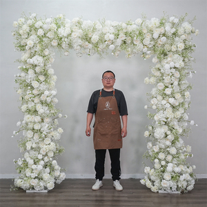 Wholesale Luxury <b>Artificial</b> White Rose Baby's Breath Wedding Arch Decorative Elegant Floral Arrangement - Product Image 1