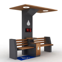 Banc d'extérieur en bois en acier inoxydable étanche, chargement USB intelligent, banc de jardin à énergie solaire pour les parcs de patio, les écoles et les hôpitaux