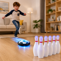 Ensemble de bowling lumineux avec 6 quilles lumineuses, disque de football motorisé, jeu sportif pour enfants, cadeau pour l'intérieur et l'extérieur