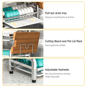 Multifunctional Double Layers Kitchen 2 Tier Stainless Steel <b>Dish</b> & Plate Racks Drainer Drying Rack Organizer for Kitchen - Product Image 2