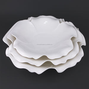 وعاء كبير للمأكولات البحرية من البورسلين الأبيض اللطيف، أدوات مائدة عصرية صديقة للبيئة ومتينة بتصميم نباتي، بيع بالجملة من المصنع - Product Image 2