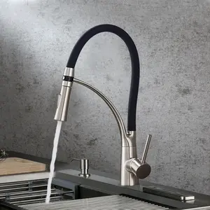 LANDOO Grifos De Cocina Kommerzieller Schwanenhals Einhand Flexibler ausziehbarer Wasser mischer Küchen armatur