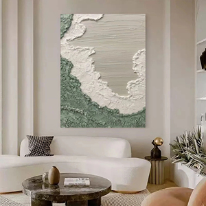 Green Seascape Hand painted <b>Framed</b> Wall Arts <b>Large</b> Canvas Abstract Oil Painting Indoor home decor gift for housewarming - Product Image 2