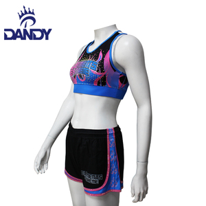 Uniforme de Animadora Personalizado de Alta Calidad para Mujer, Top Corto Azul y Conjunto de Práctica Escolar Personalizado - Product Image 4