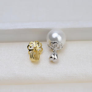 Wenchi S925 Plata Minimalista Colgante de Flor Baotou, Juego de Pendientes para Mujer, Joyería de Perlas 8-14, Accesorios DIY, Bandeja Vacía, China - Product Image 4