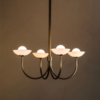 Lustre de ferme rustique lustre lanterne en laiton 4 lumières traditionnel clair biseauté verre nuances cuisine île pendentif
