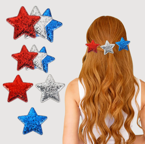 Día del Trabajo <span class=keywords><strong>DE</strong></span> LA Independencia Americano EE. UU. Decoraciones para mujeres Diseños <span class=keywords><strong>de</strong></span> la bandera americana Sparky Rojo Blanco Azul Pinzas para el cabello patrióticas - Product Image 2