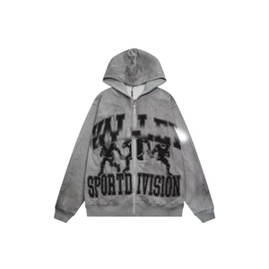 Felpa con Cappuccio di Alta Qualità in Cotone Pesante, Design Streetwear Y2K, Abbigliamento <span class=keywords><strong>Uomo</strong></span> VALLEY, Felpa Retro con Zip e Graffiti per <span class=keywords><strong>Uomo</strong></span> - Product Image 6