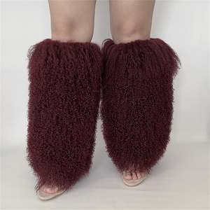 Guêtres <span class=keywords><strong>en</strong></span> vraie fourrure mongole pour femmes, couvre-bottes d'automne, couvre-pieds <span class=keywords><strong>en</strong></span> fourrure style Lolita Punk Harajuku - Product Image 3
