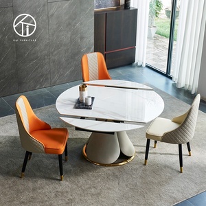 Extendable Modern Comedor <strong>Space</strong> <strong>Saver</strong> Dining Room Set Sintered Stone Ceramic Marble Round Dining <strong>Table</strong> - Product Image 1