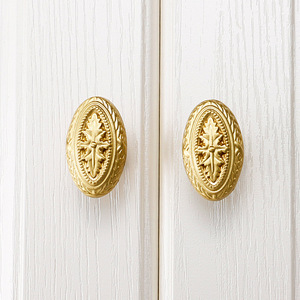 Antique <span class=keywords><strong>Vintage</strong></span> bouton en laiton massif tirer or cuisine tiroir armoire meubles commode Bronze poignée Chrome chambre extérieure Villa - Product Image 4