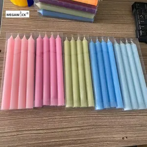 Produsen Lilin Lancip 10 Inci Tahan Lama 20 Warna Siap Kirim; Lilin Dekorasi Wangi Tanpa Aroma Label Pribadi