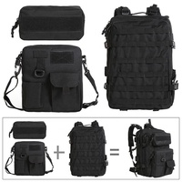 Sac à dos tactique noir design personnalisé unisexe sac Molle étanche avec fermeture à glissière doublure en polyester style tendance