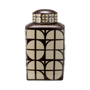 Ceramic Jar With Lid <b>Square</b> Decorative <b>Vase</b> For Home Living Room Bedroom Office Dining Room Decor - Product Image 1