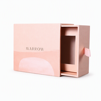 Boîte en carton rose pêche de style tiroir pour emballage cadeau de maquillage et de soins de la peau avec ruban en satin, fabrication OEM ODM sur mesure