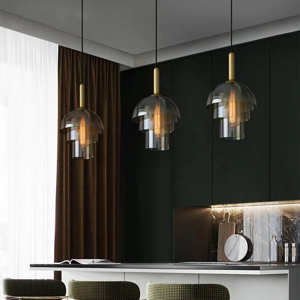 Modern light luxury restaurant pendant lamp American simple bar creative glass pendant lamp