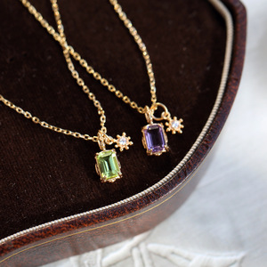 925 Sterling Silver <strong>Peridot</strong> <strong>Necklace</strong> Small B Store Boutique Fine Jewelry Supplier Hypoallergenic Cube Sugar Silver <strong>Necklace</strong> - Product Image 2
