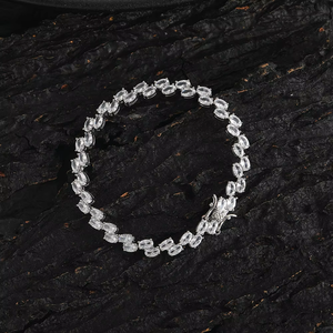 Zircon <b>Bracelet</b> Oval Double Row Chain, <b>Copper</b> Inlaid Zircon Tennis Chain Hip Hop Jewelry Tanjing Fashion Lijing Necklace - Product Image 3