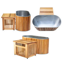 Spa portable moderne d'extérieur avec bain froid et refroidisseur pour machine à bain de glace, usage hôtelier, compartiment en bois de sequoia