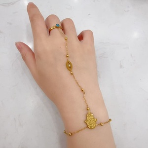 Conjunto de Anillo y Pulsera de Acero Inoxidable con Baño de Oro Titanio Tinora, Estilo Europeo-Americano para Mujer, Superventas - Product Image 4