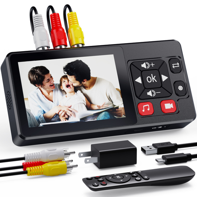 VHS Digital Converter with for Output 2.0 Recorder & Remote for /Hi8/DV Players/Camcorders/Gaming Consoles