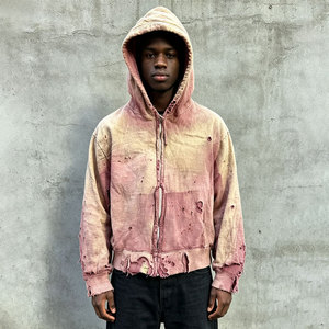 Fashion Designer Vintage Sun Faded Custom Acid Wash Sweatshirts Cotton Applique <strong>Patch</strong> Distressed Embroidery <strong>Hoodies</strong> for Men - Product Image 2