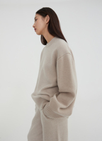 Ensemble Deux Pièces Élégant Femme en Cachemire et Laine avec Écharpe – Pull en Maille Uni Personnalisable