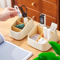 Boîte de rangement de bureau en plastique pour le bureau et la résidence étudiante, organisateur de fournitures scolaires et de cosmétiques, design multifonctionnel, moderne et simple